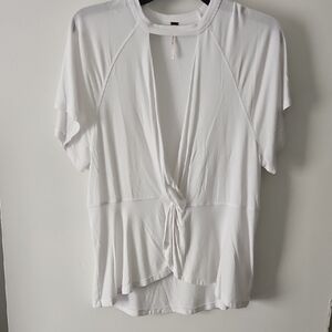 Free People White Tie Front Blouse